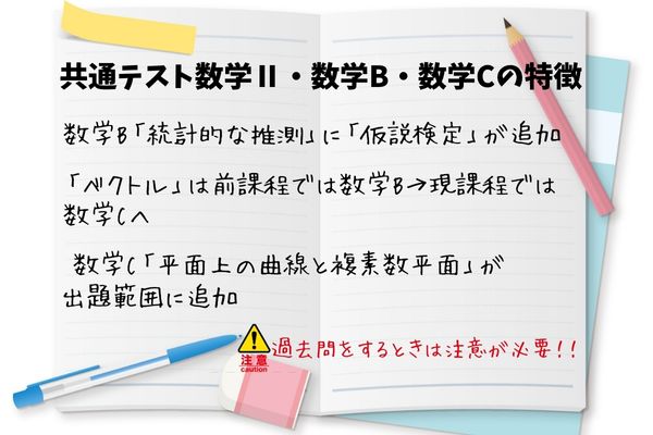 数学Ⅱ、数学B、数学Cの特徴や注意点