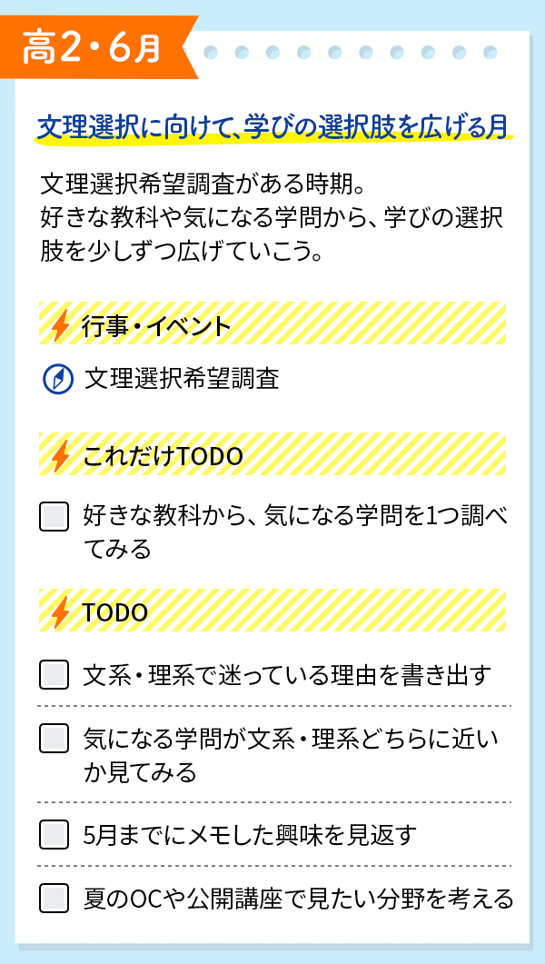 高２・6月のイベントとTODOをチェック