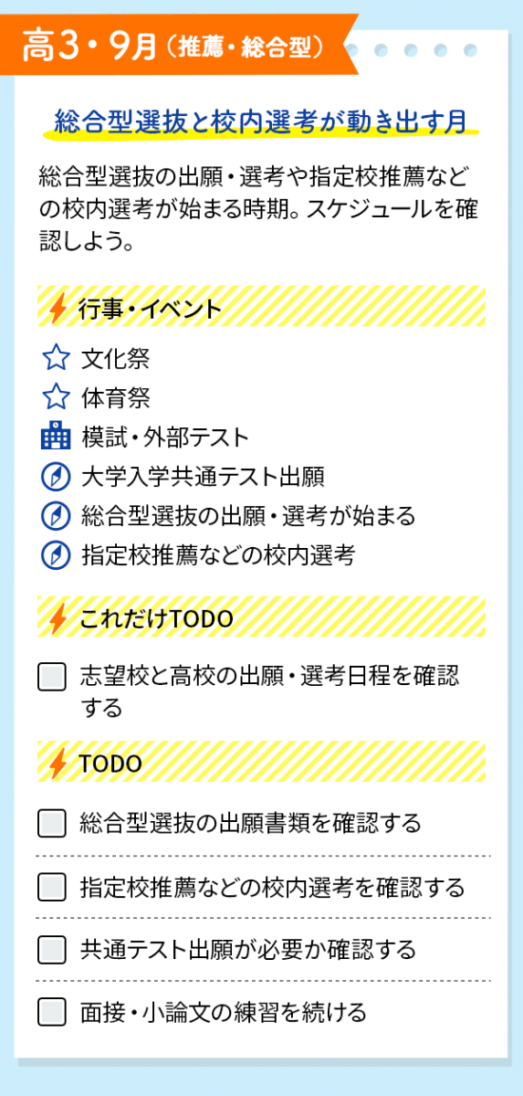 推薦志望向け｜イベントとTODOをチェック